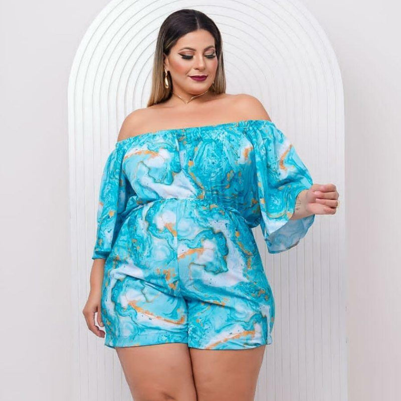 Macaquinho Plus Size Feminino Ciganinha Manga Flare 0501
