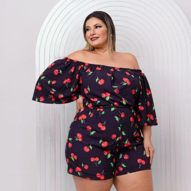 Macaquinho Plus Size Feminino Ciganinha Manga Flare 0501