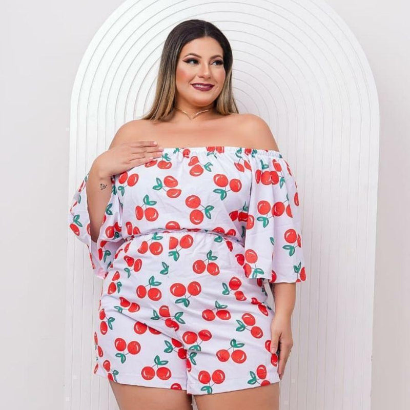 Macaquinho Plus Size Feminino Ciganinha Manga Flare 0501