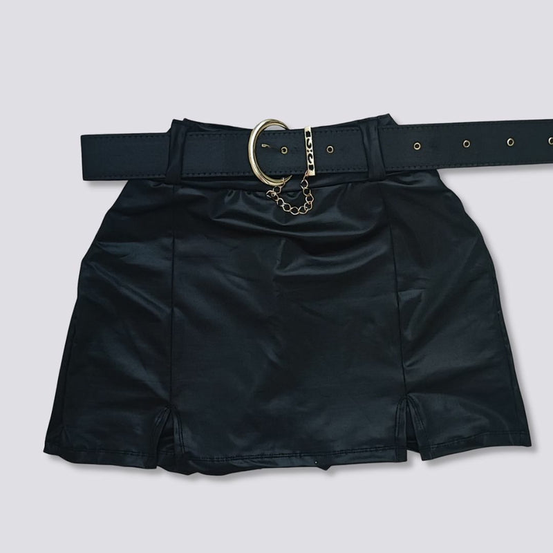 Short Saia Feminino Cirrê Plus Size Com Cinto Removível 0284