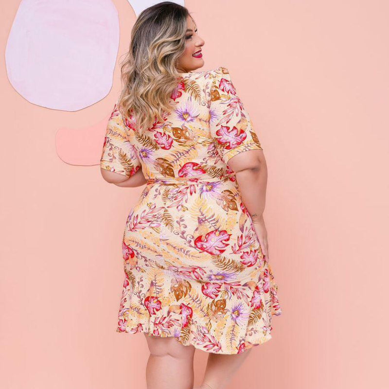 Vestido Plus Size Moda Evangélica Babado Malha Lase 0502