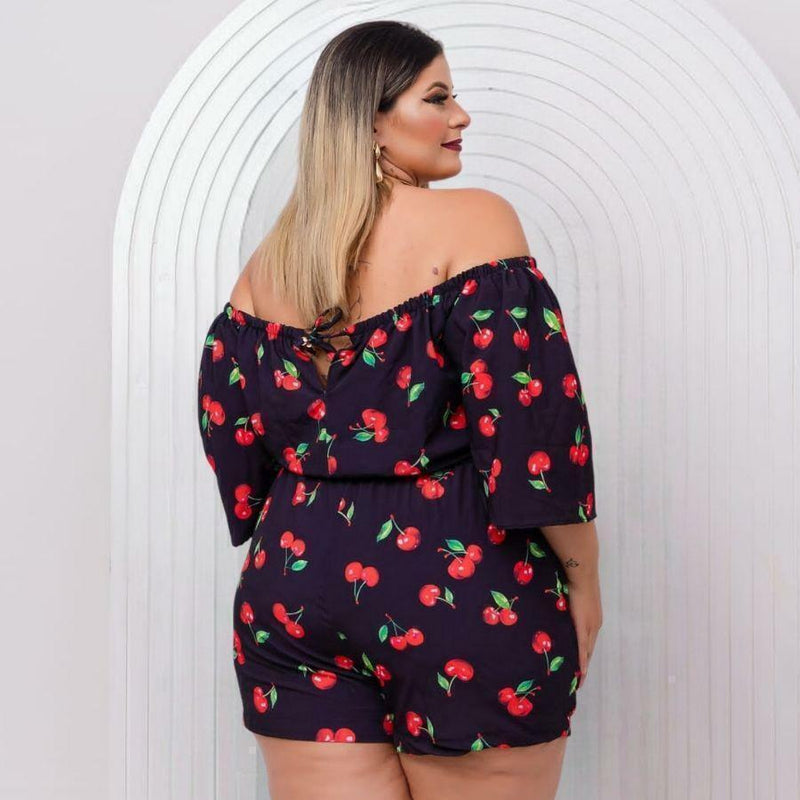 Macaquinho Plus Size Feminino Ciganinha Manga Flare 0501