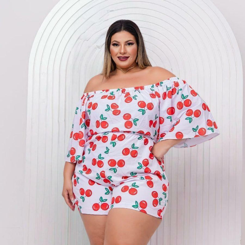 Macaquinho Plus Size Feminino Ciganinha Manga Flare 0501