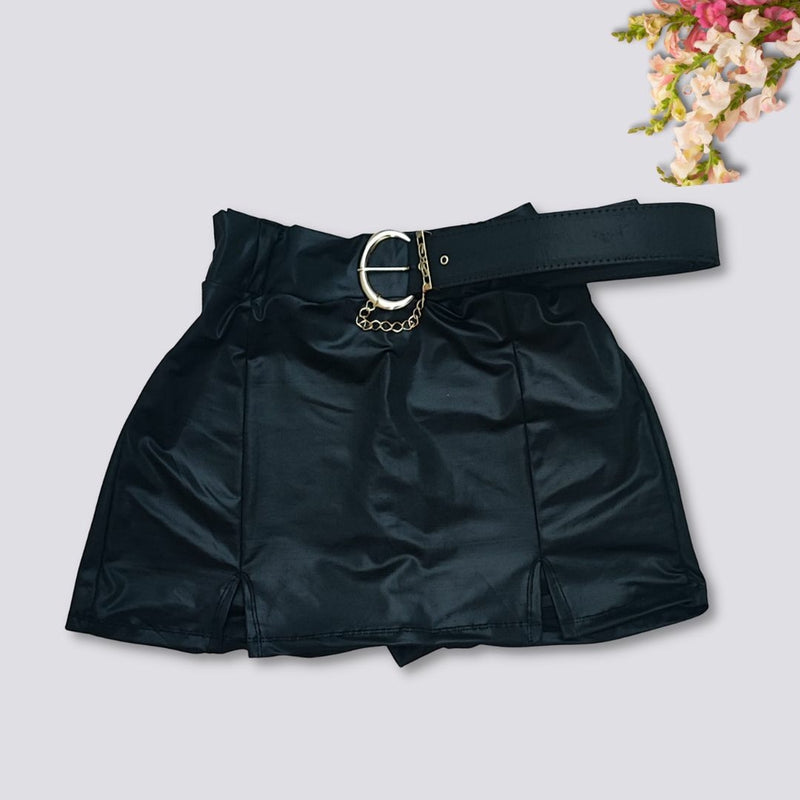 Short Saia Feminino Cirrê Plus Size Com Cinto Removível 0284