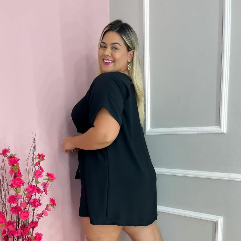 Conjunto Plus Size 3 Peça Short Cropped Kimono 0215