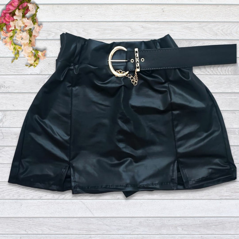 Short Saia Feminino Cirrê Plus Size Com Cinto Removível 0284