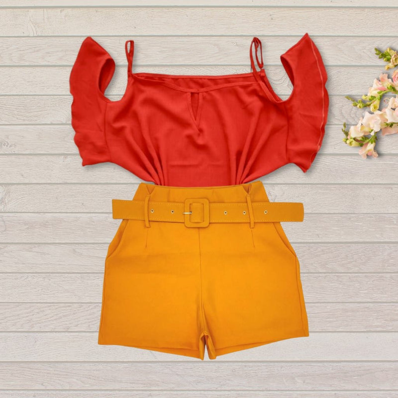 Conjunto Plus Size Blusa Short Roupas Femininas GG 0062