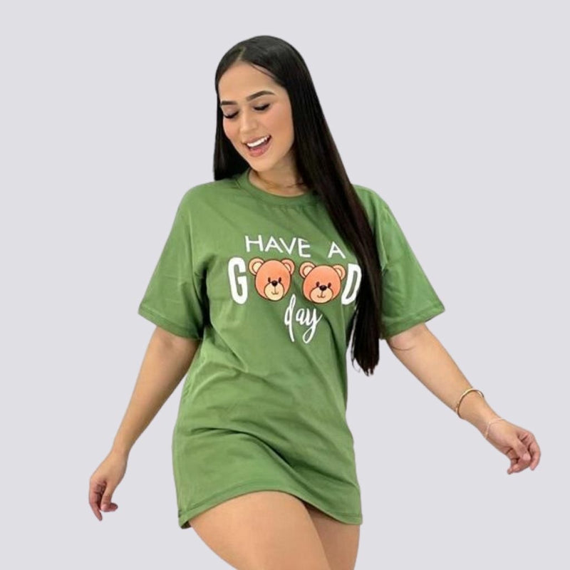 Camisa Feminina Blusão Oversized Com Estampa 36 - 42