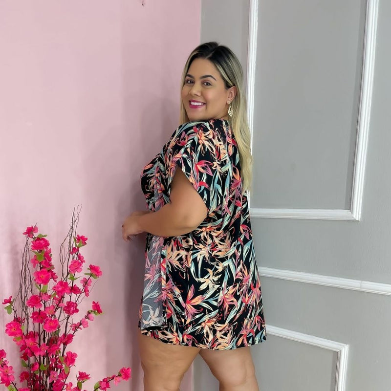 Conjunto Plus Size 3 Peça Short Cropped Kimono 0215