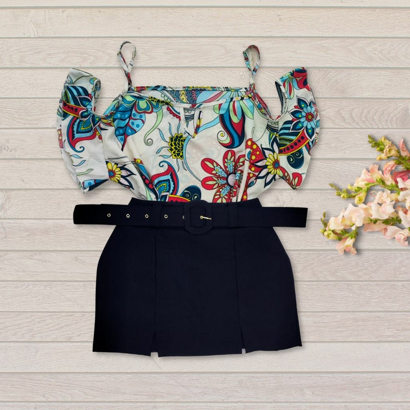 Conjunto Plus Size Blusa Short Roupas Femininas GG 0062