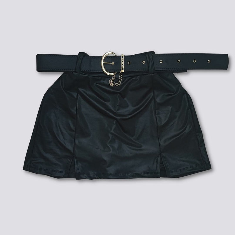 Short Saia Feminino Cirrê Plus Size Com Cinto Removível 0284