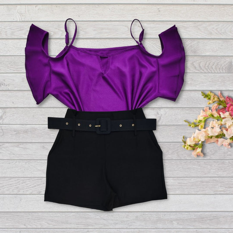 Conjunto Plus Size Blusa Short Roupas Femininas GG 0062
